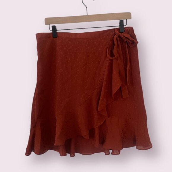 Ruffle Mini Wrap Tie Bow Hipster Hippie Artsy Boho Bohemian Dusty Party Skirt - Picture 1 of 5